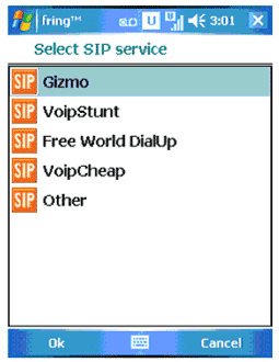 fring configuration for InPhonex