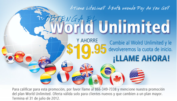 Obtenga el World Unlimited y ahorre $19.95!