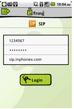 fring configuration for InPhonex