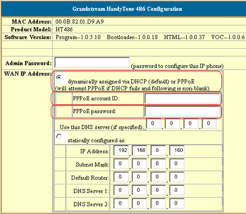 Grandstream HandyTone 486 Configuration