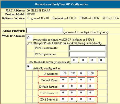 Grandstream HandyTone 486 Configuration